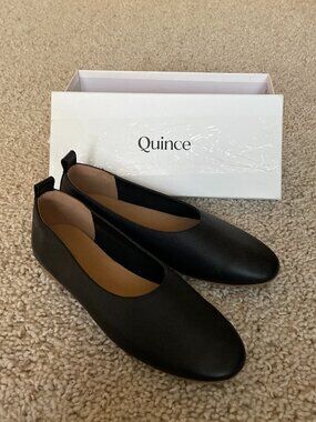 Quince Italian Leather Glove Ballet Flat - Size 7.5 - Black - New!